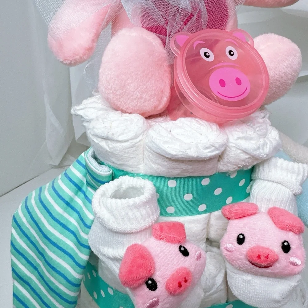 Pink Piglet Diaper Cake